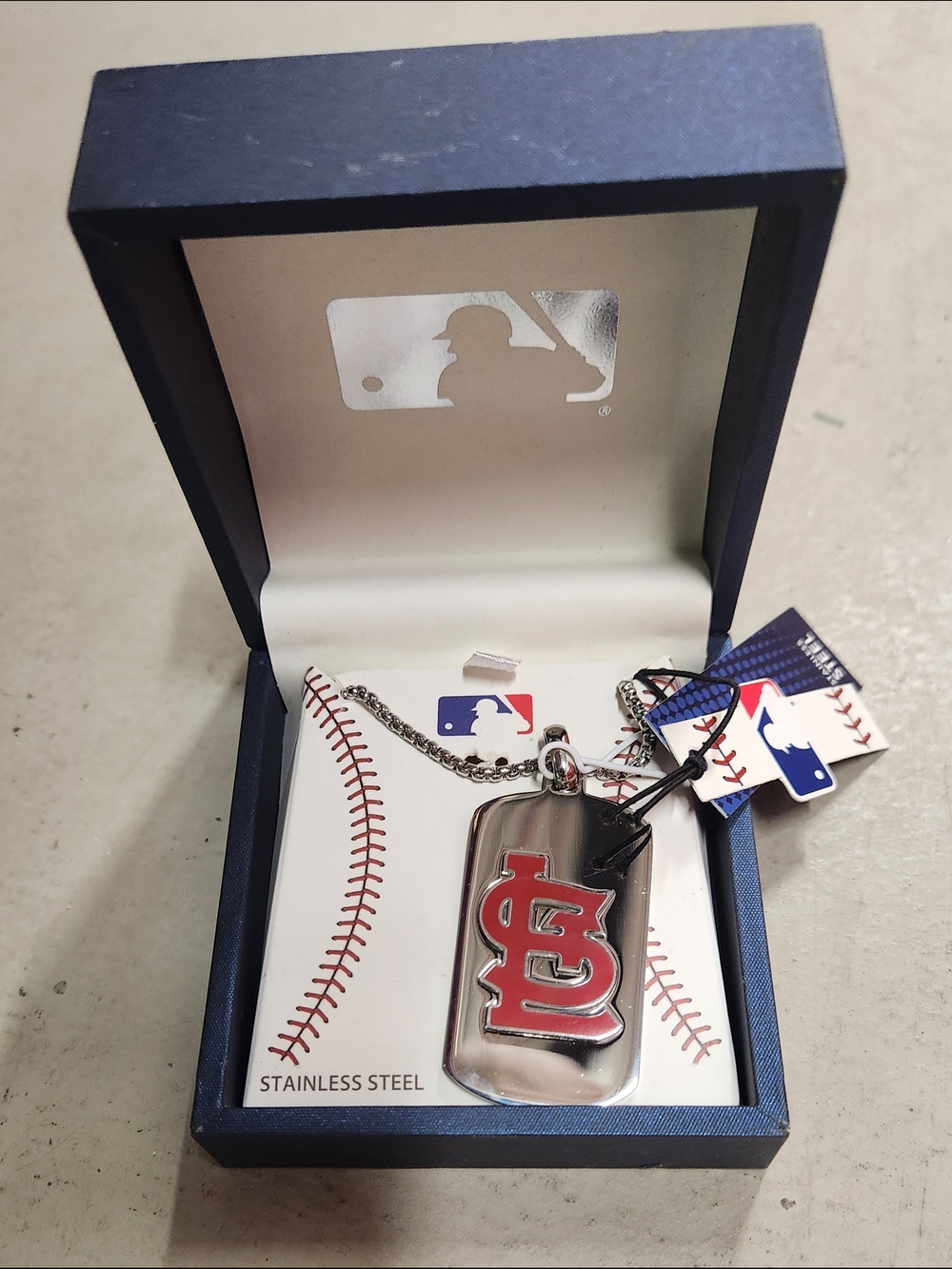 St. Louis Cardinals MLB Stainless Steel Dog Tag Necklace - Red on Silver